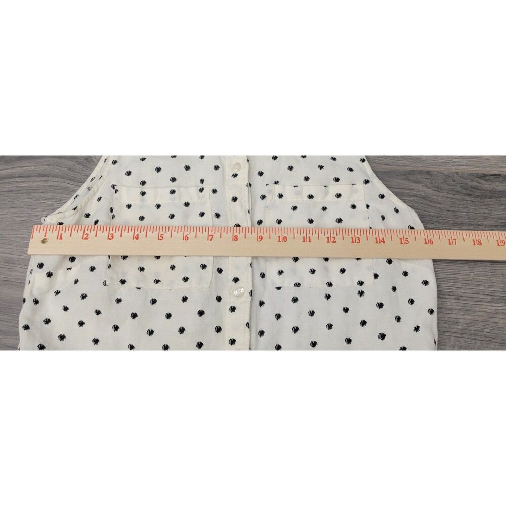 Ann Taylor LOFT Womens Sleeveless Mini Dress Cream Black Polka Dot Size 0 Collar - Picture 5 of 7